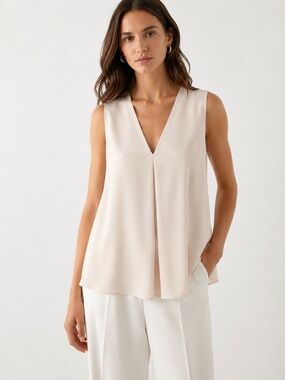 Theory Silk V-Neck A-Line Sleeveless Blouse Top Medium